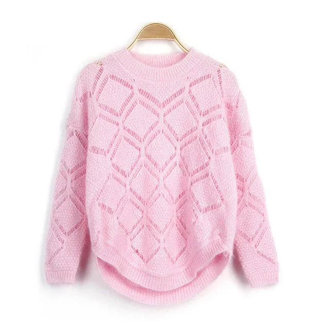 New Fashion Female Bling Pullovers Knitted Long Sleeve O-neck Winter Autumn Plus Size Sweaters Hot  72055 GS