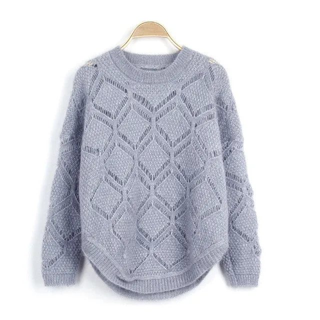 New Fashion Female Bling Pullovers Knitted Long Sleeve O-neck Winter Autumn Plus Size Sweaters Hot  72055 GS