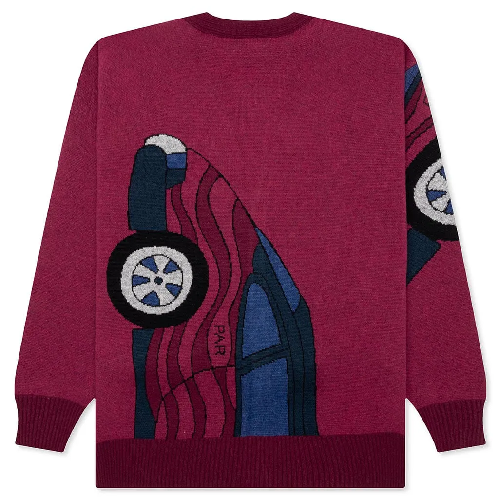 No Parking Knitted Cardigan - Beet Red