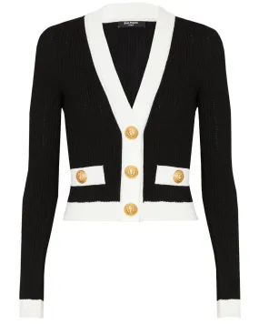 Noir and Blanc Knit Crop Cardigan