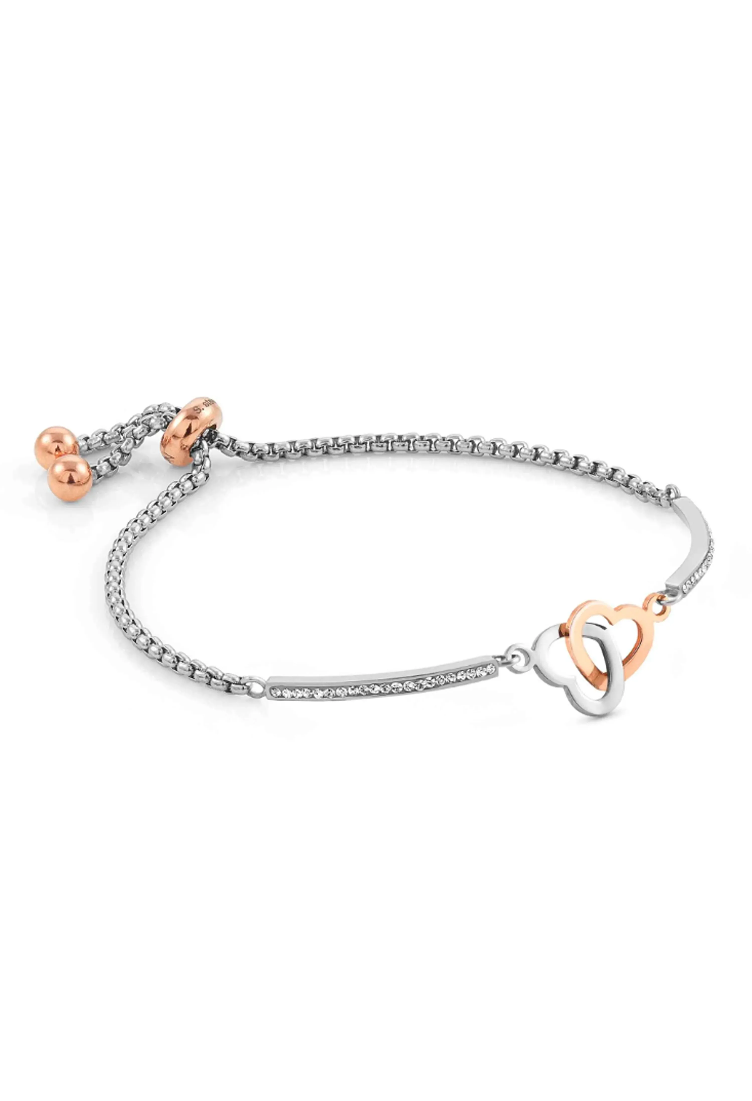 Nomination Milleluci Double Hearts Bracelet Stainless Steel Rose Gold Plated PVD