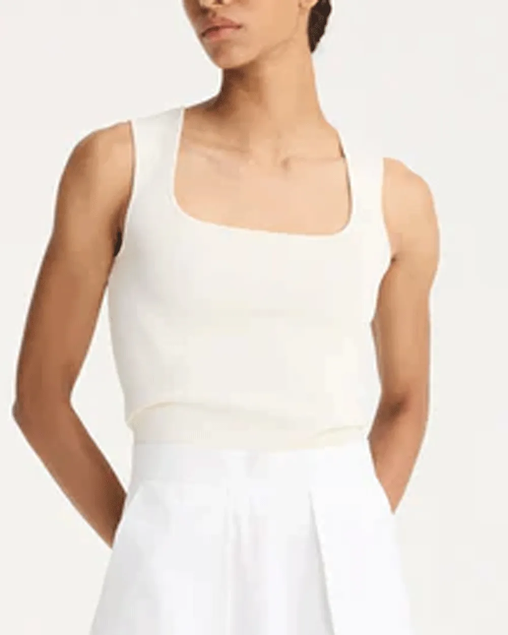 Off White Bustier Shaped Knitted Tank Top