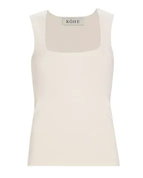 Off White Bustier Shaped Knitted Tank Top