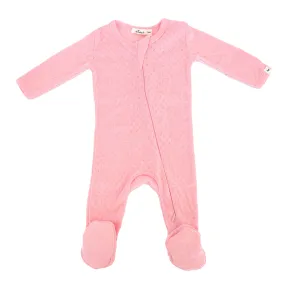 oh baby! Pointelle Zipper Footie - Pink Heather