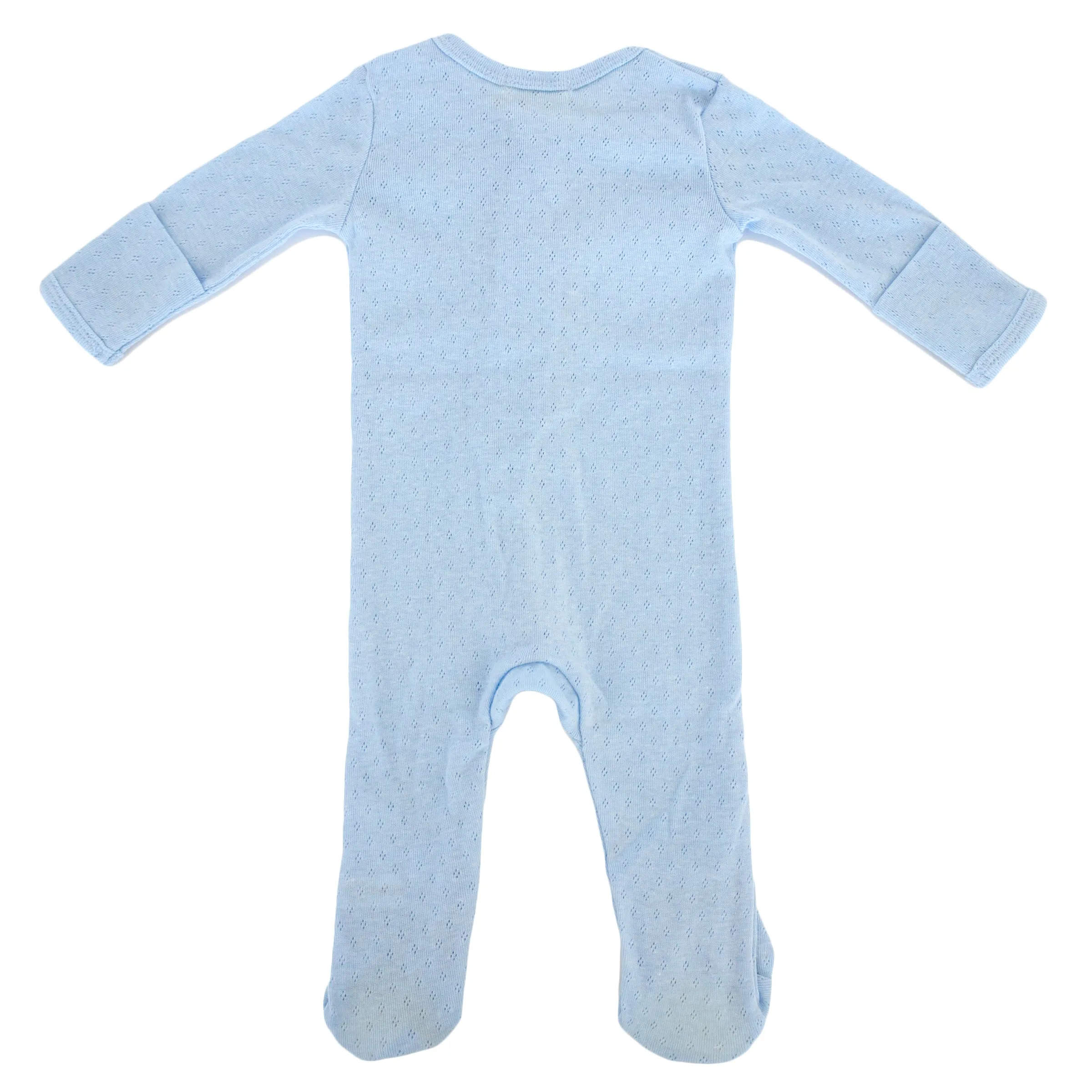 oh baby! Pointelle Zipper Footie - Sky Heather