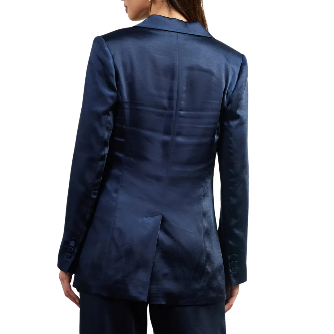 ONE BUTTON SATIN BLAZER NAVY