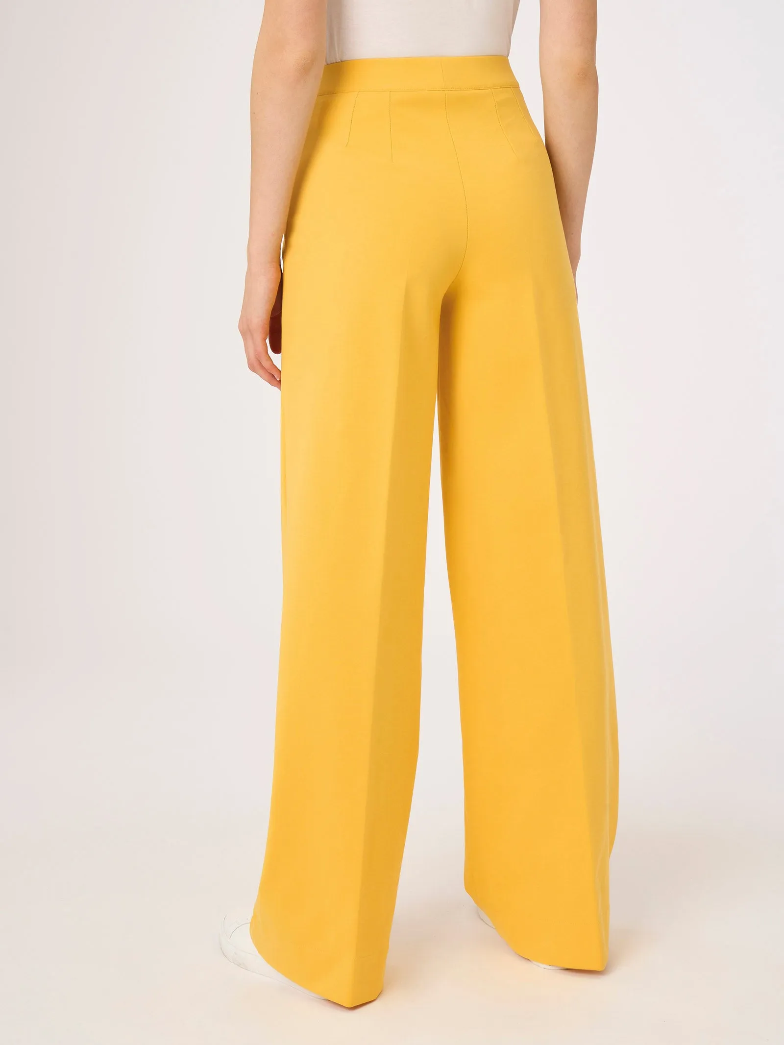 Pantalone a palazzo in Compact Light - Champignon