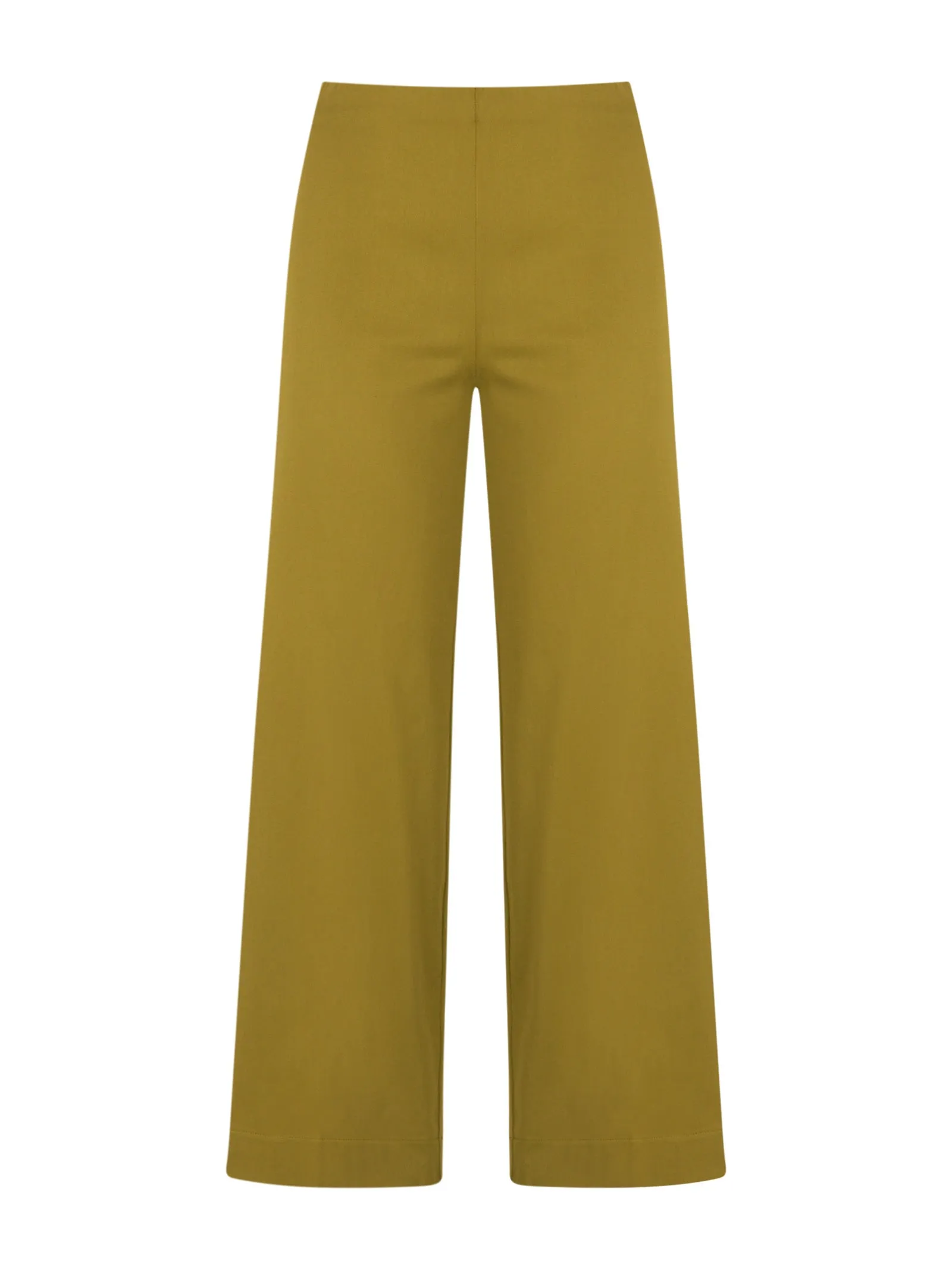 Pantalone ampio alla caviglia in Satin Power - Green Moss