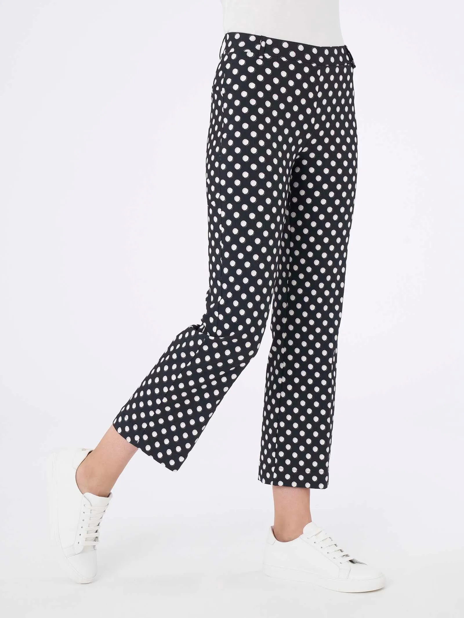 Pantalone flare a pois in Digital Compact - Fant.Nero