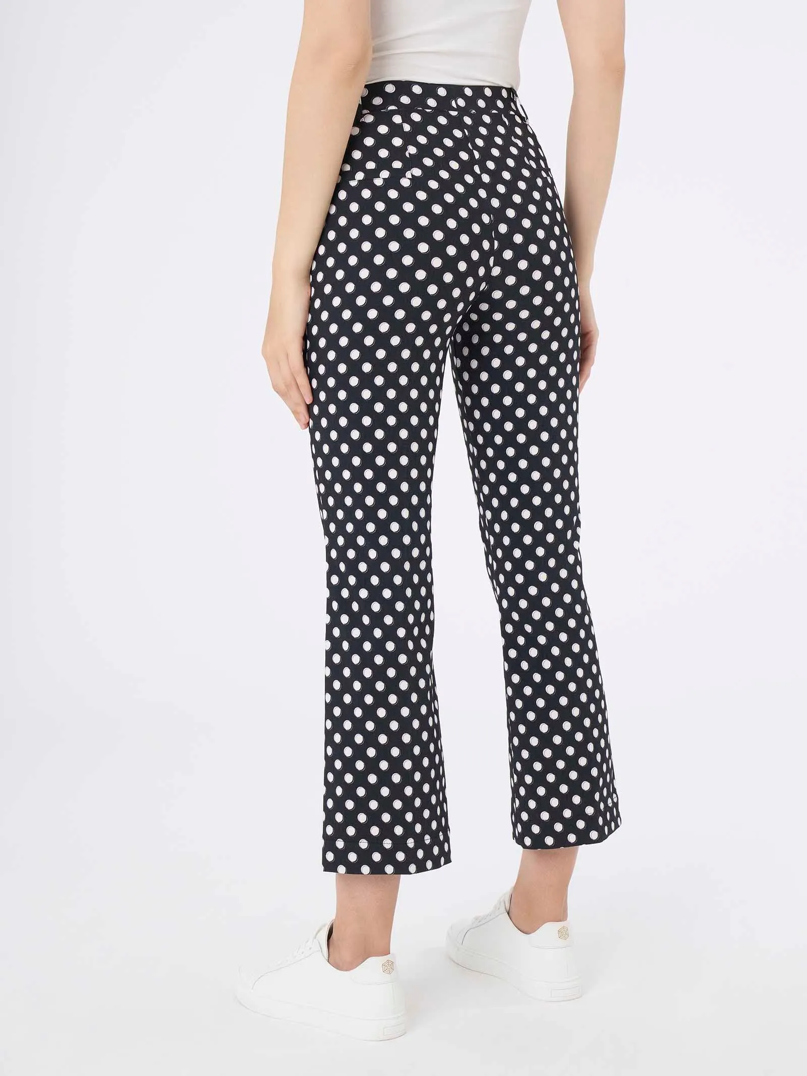 Pantalone flare a pois in Digital Compact - Fant.Nero