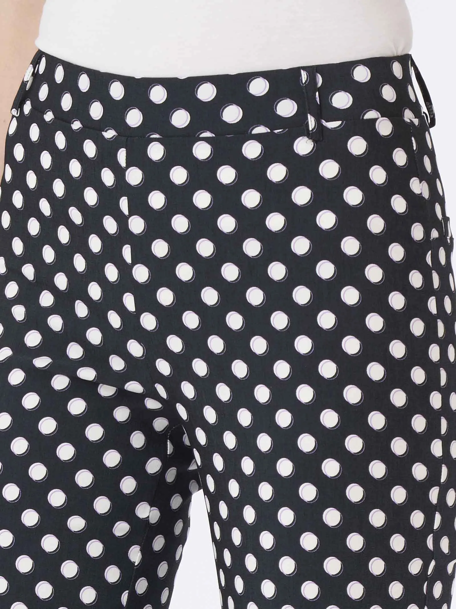 Pantalone flare a pois in Digital Compact - Fant.Nero