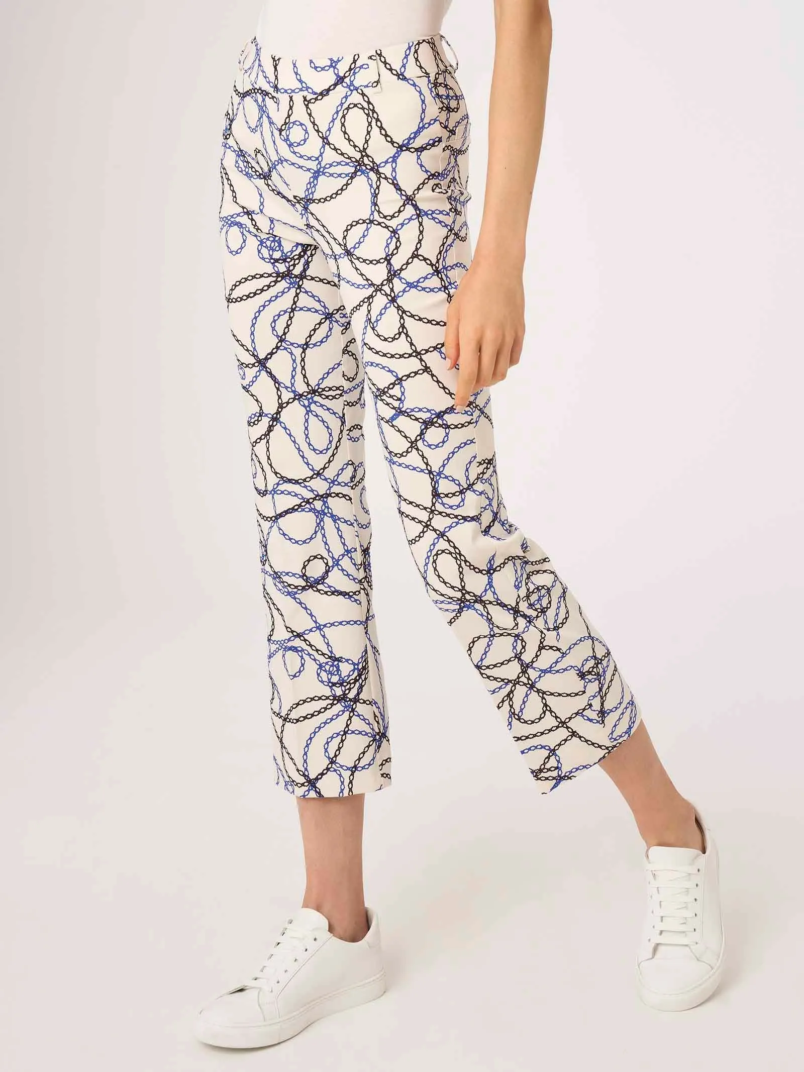 Pantalone flare in Digital Compact - Fant.Bianco