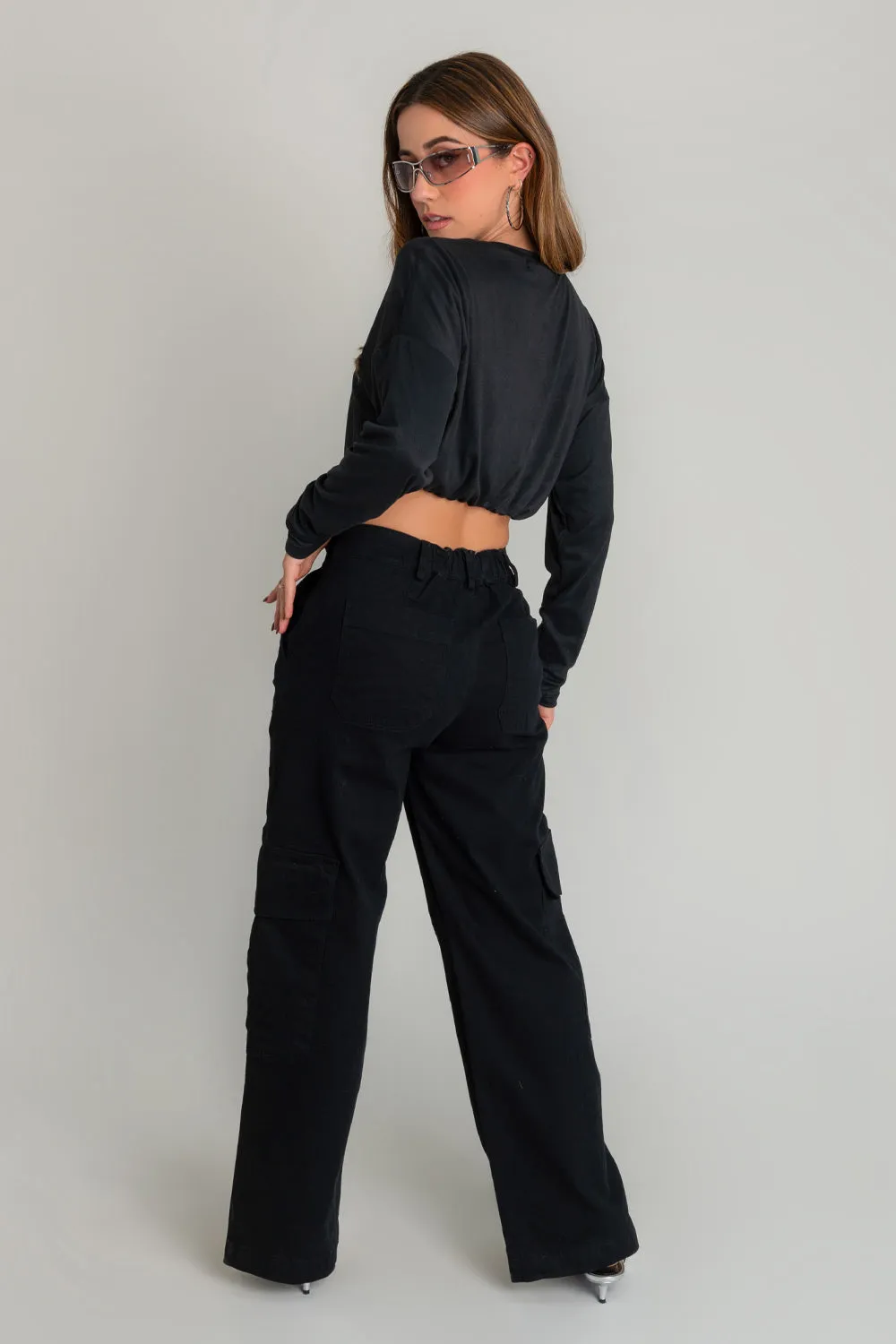 Pantalón cargo de cintura media wide leg