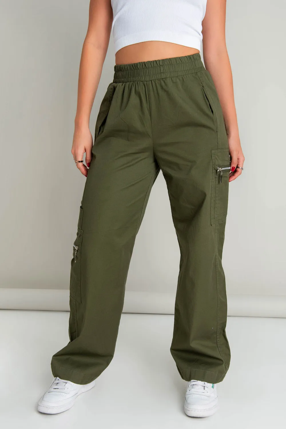 Pantalón cargo de fit recto cintura elástica