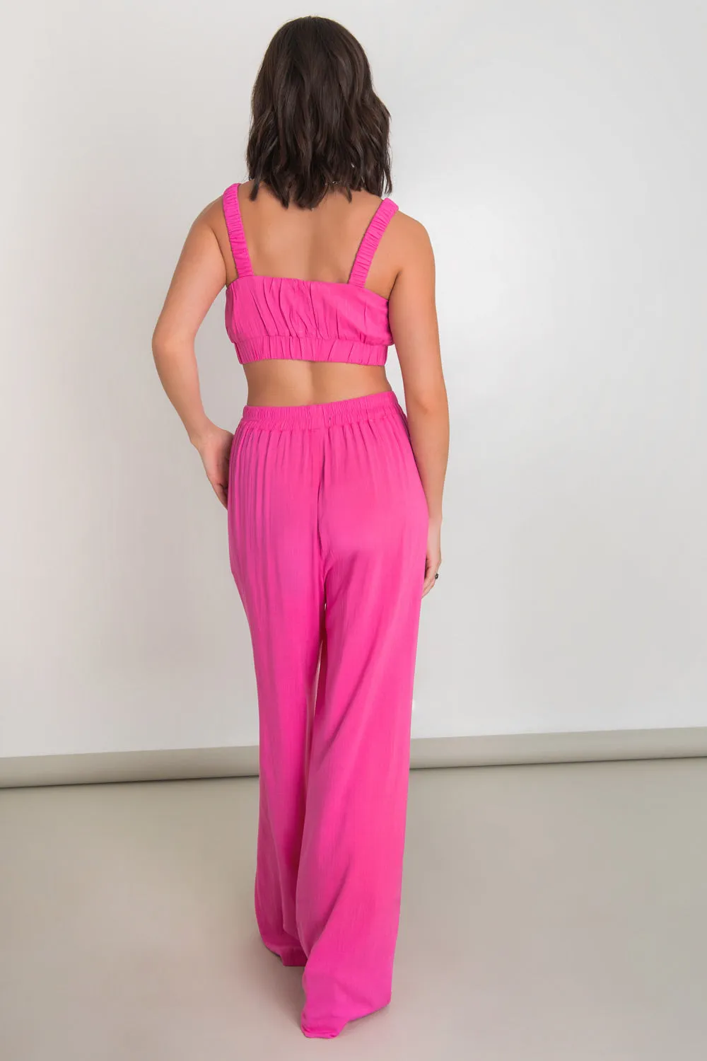 Pantalón de fit wide leg cintura alta elástica