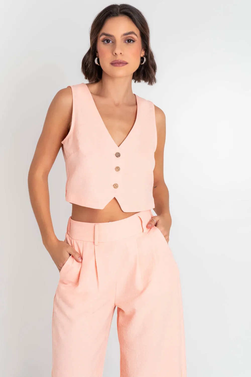 Pantalón ligero de fit culotte con pinzas