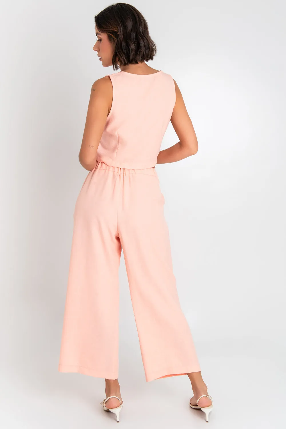 Pantalón ligero de fit culotte con pinzas