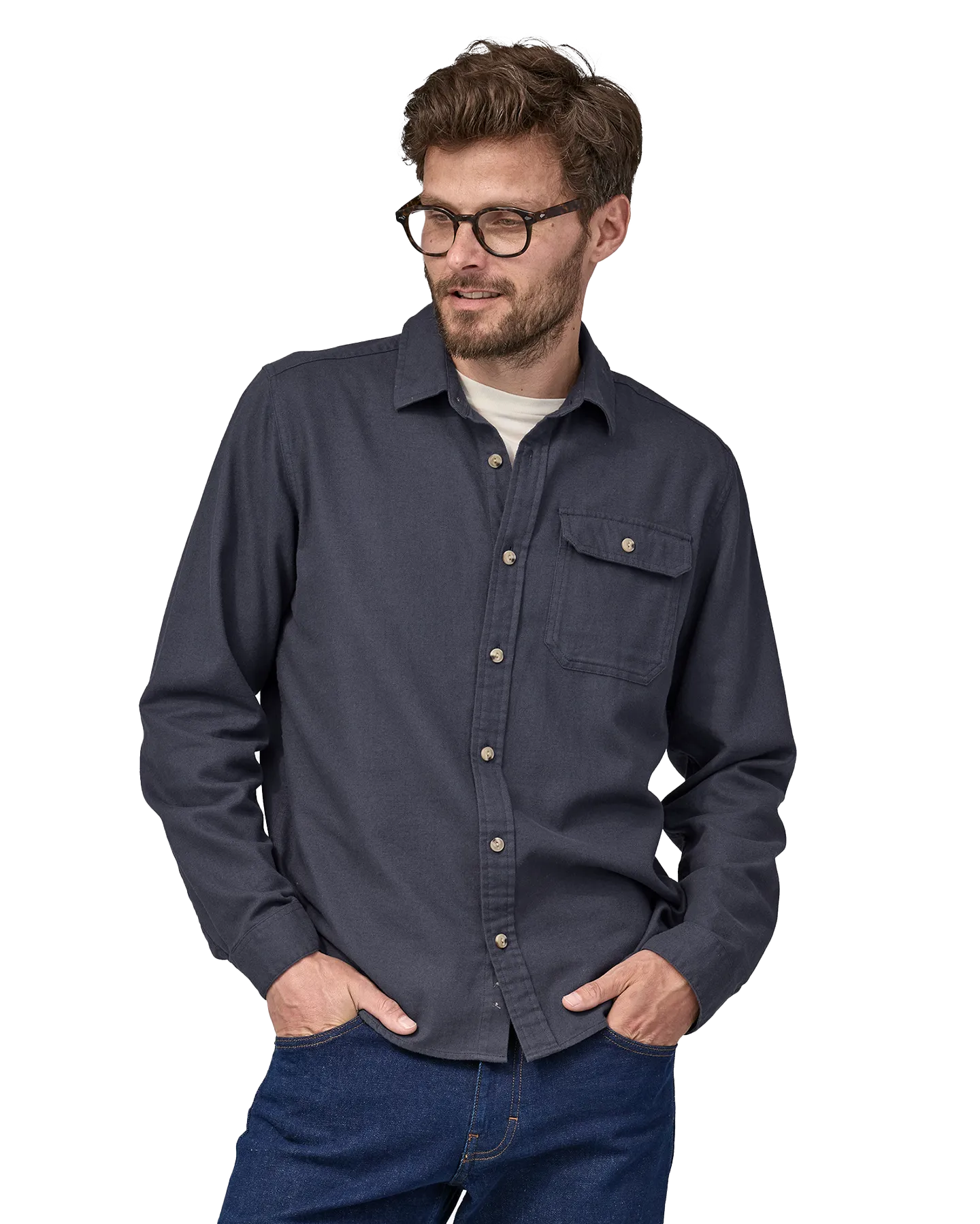 Patagonia Long Sleeved Cotton In Conversion Lightweight Fjord Flannel Shirt - Smolder Blue