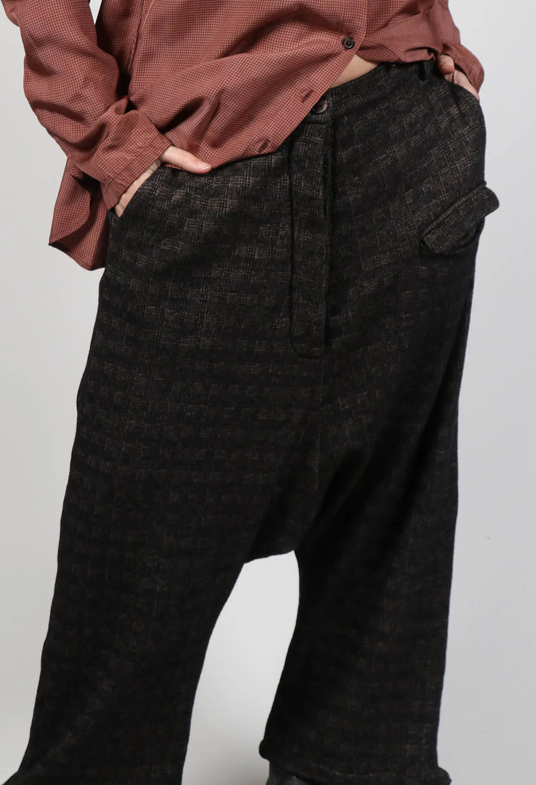 Patch Pocket Trousers in Espresso Check