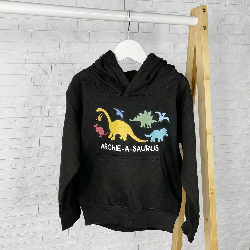 Personalised Multicoloured Dinosaur Hoodie