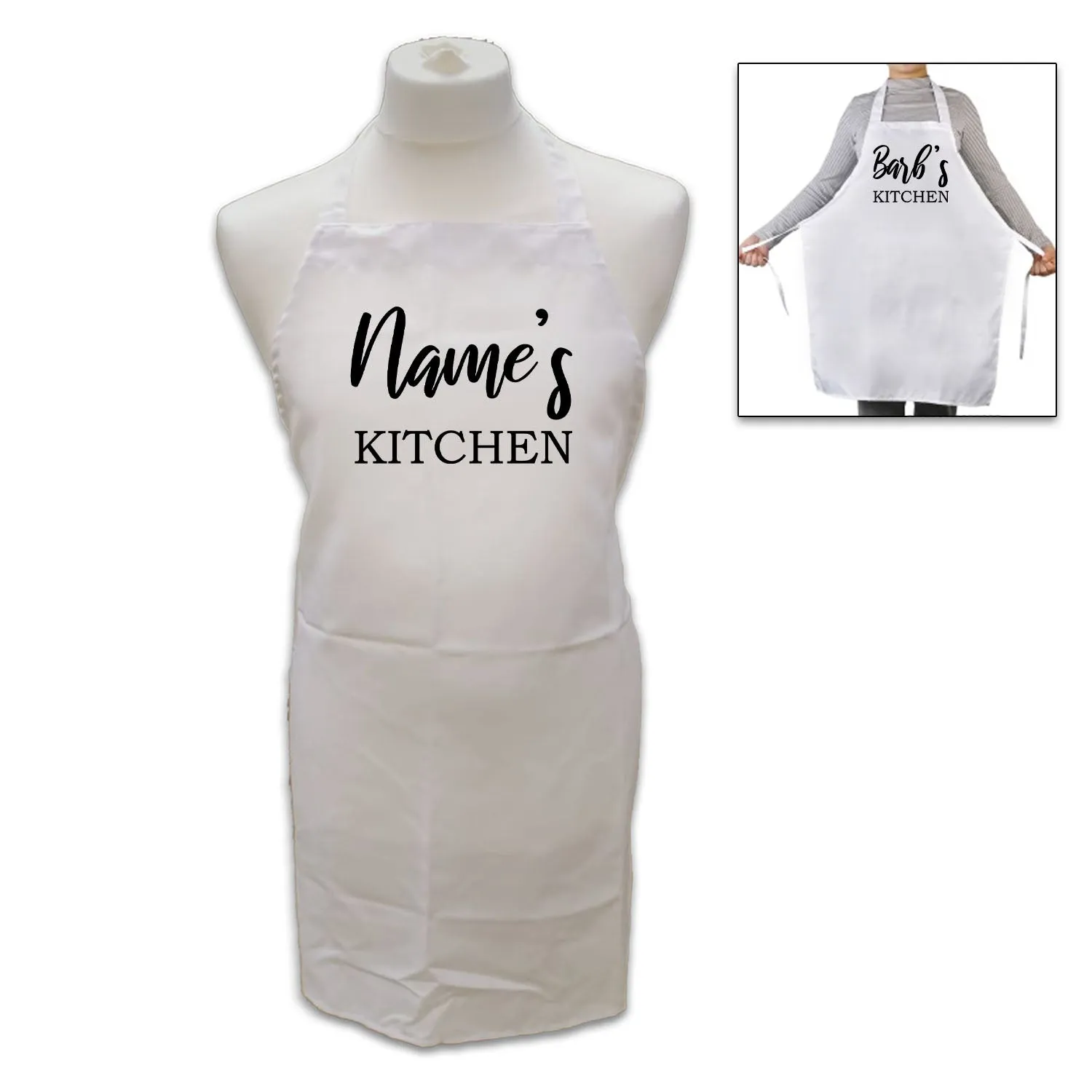 Personalised White Adult Apron - Name's Kitchen