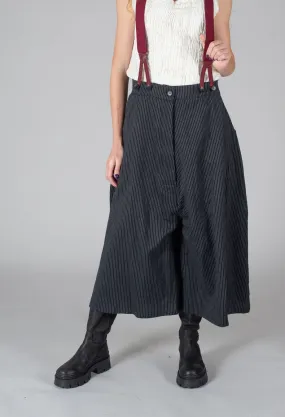 Pinstripe Wide Leg Trousers in Black