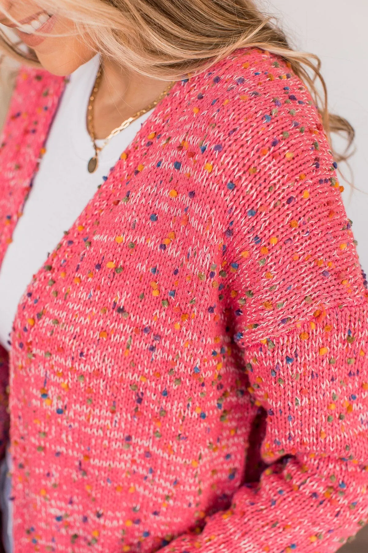 Pleased With Myself Confetti Cardigan- Pink