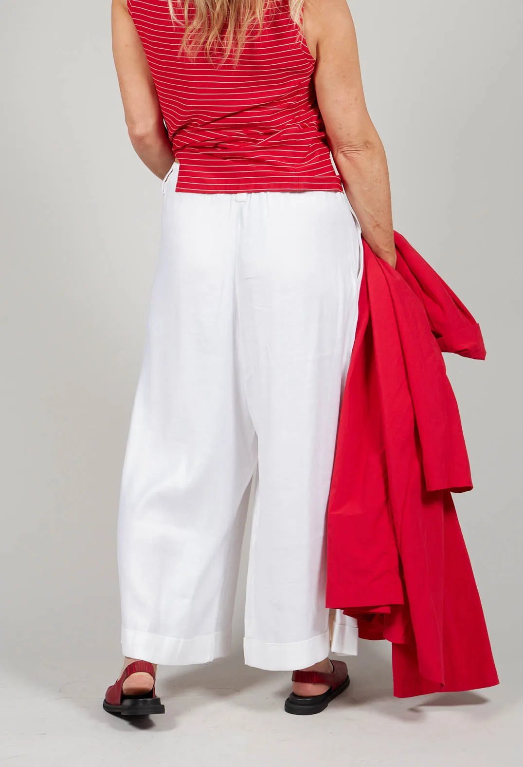 Pleated Wide Leg Trousers in White