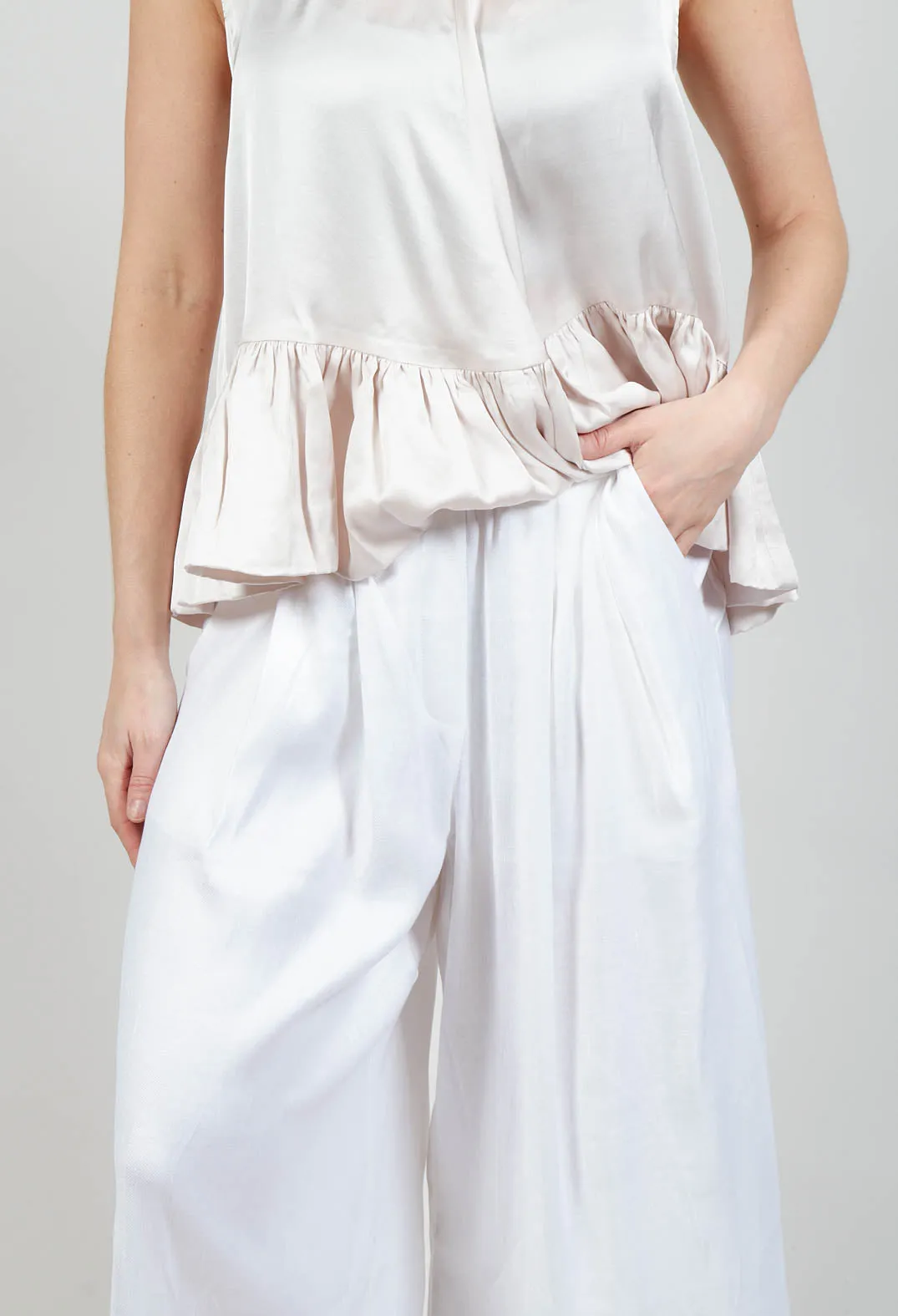 Pleated Wide Leg Trousers in White