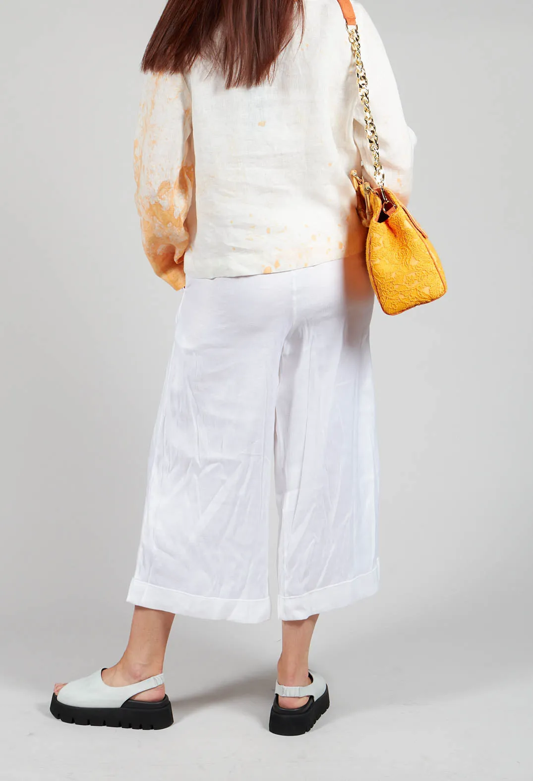 Pleated Wide Leg Trousers in White