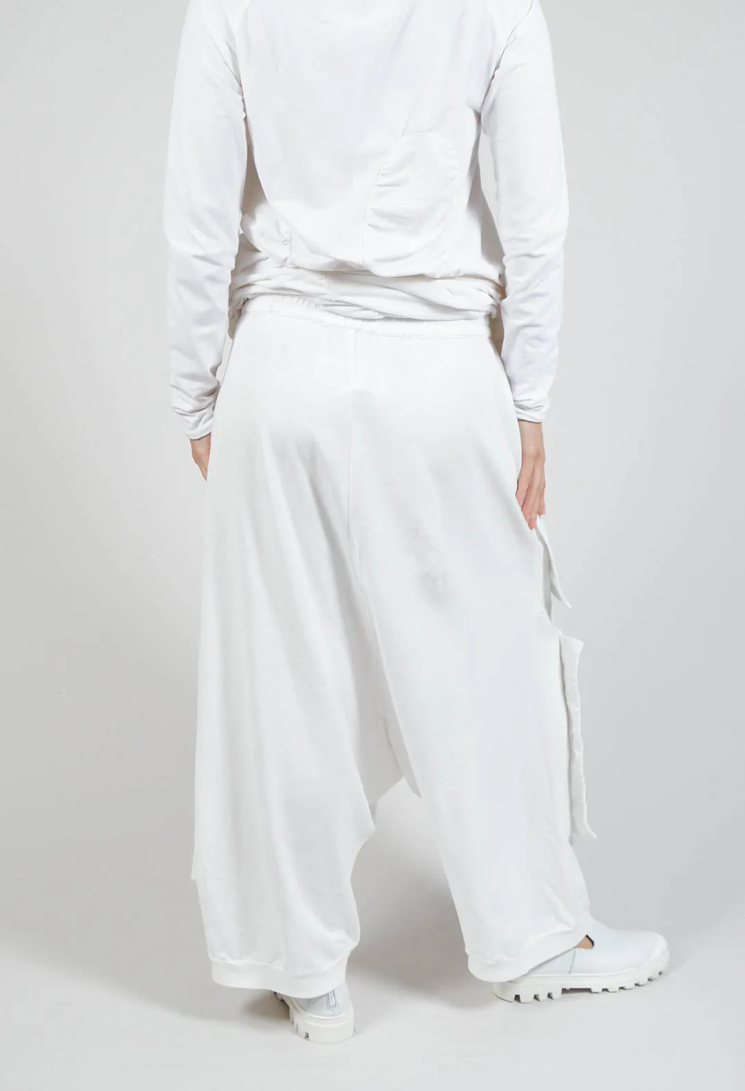 Pocket Drop-Crotch Trousers in Starwhite