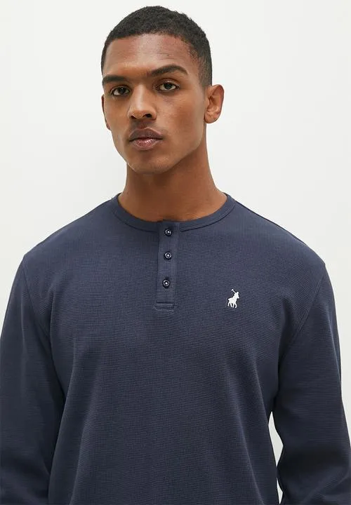 Polo 004144 Mens Ls Waffle Tee Navy