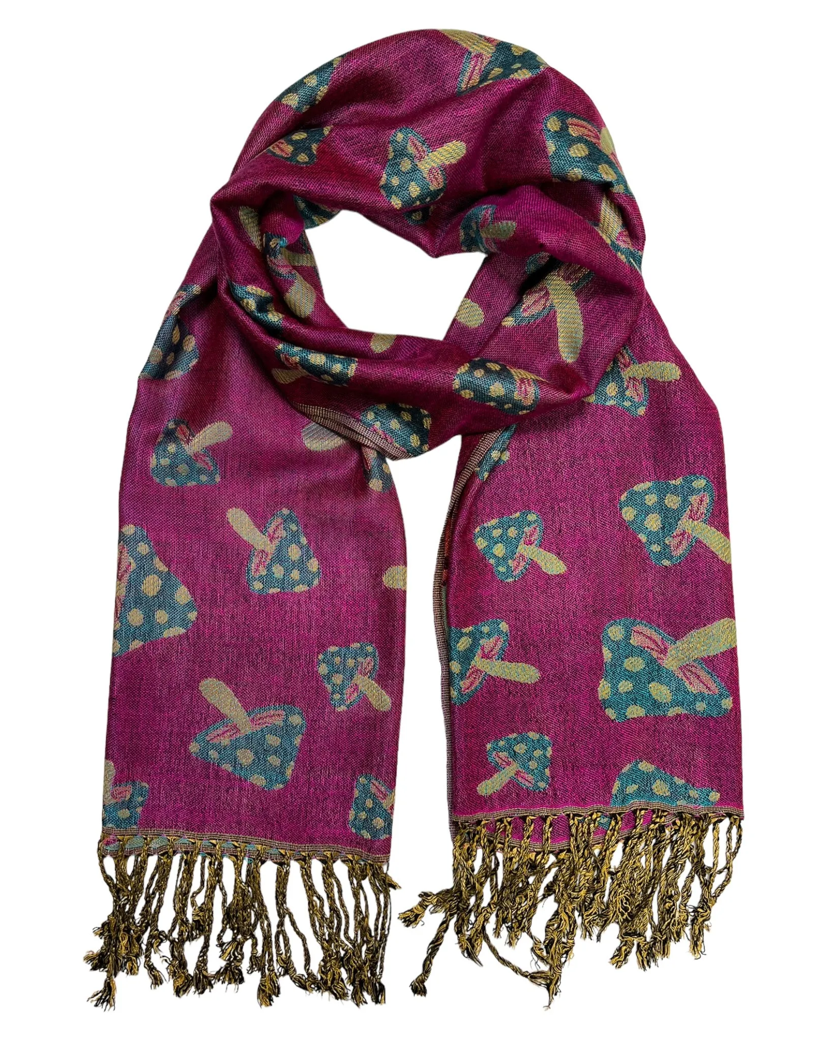 Purple & Teal Reversible Mushroom Rave Pashmina