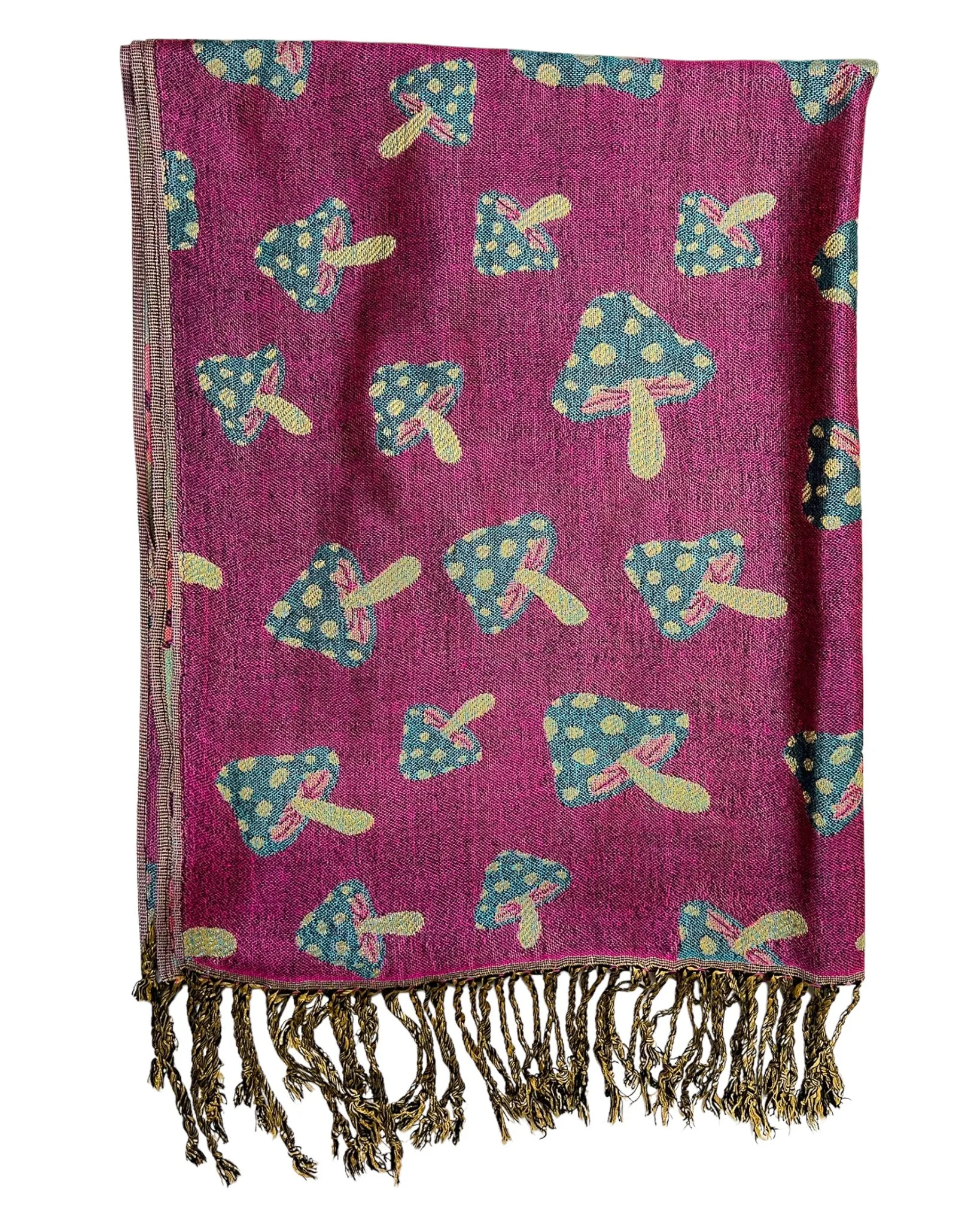 Purple & Teal Reversible Mushroom Rave Pashmina