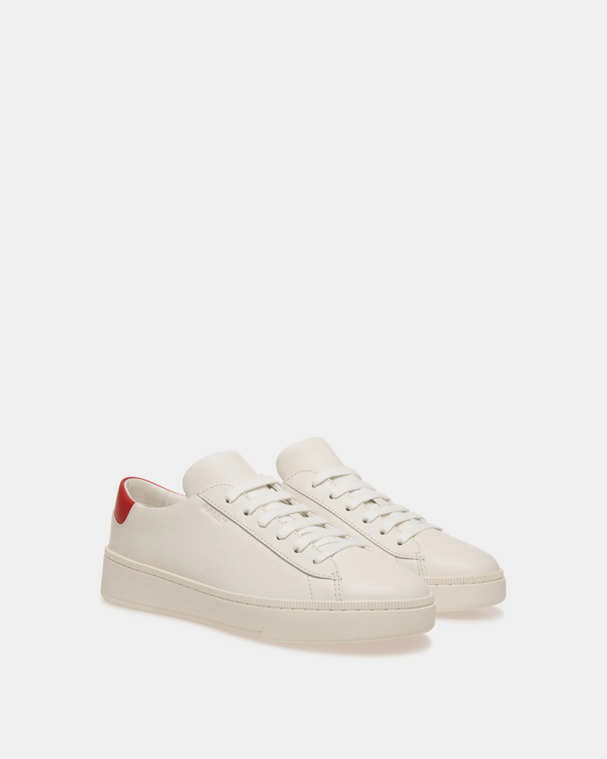 Raise Sneaker In White And Red Leather 