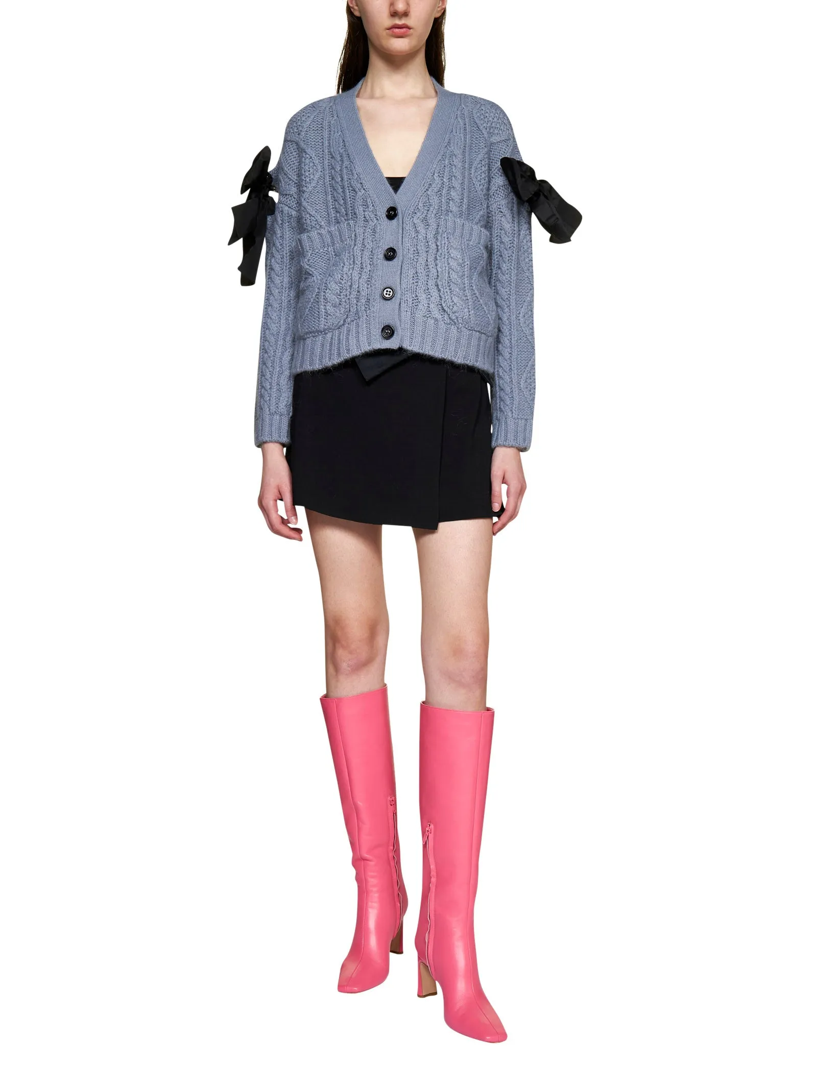 REDValentino Bow Detailed V-Neck Cardigan