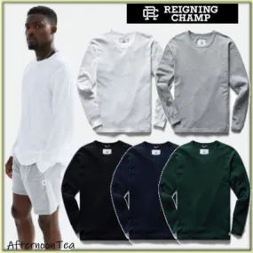 REIGNING CHAMP  |Crew Neck Pullovers Street Style Long Sleeves Plain Cotton