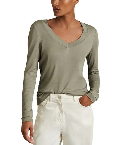 Reiss Brady V Neck Long Sleeve Top