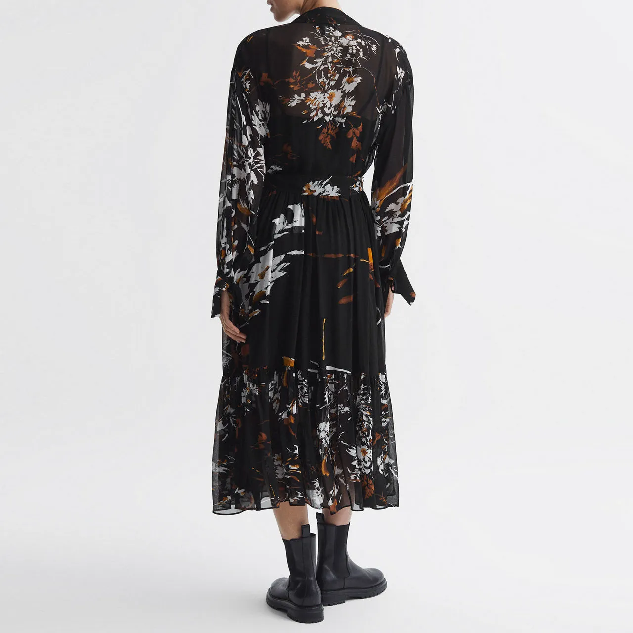 REISS Charlotte Floral Dress - Black