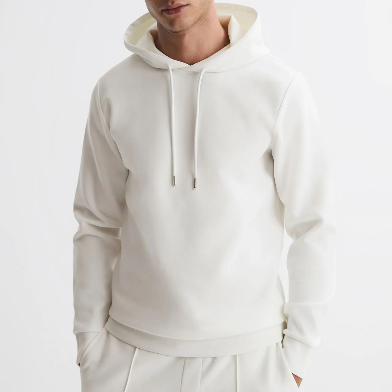 REISS Fabien Regular Fit Hoodie - WHITE