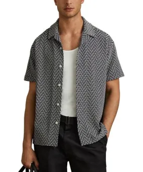 Reiss Jono Textured Button Front Camp Shirt