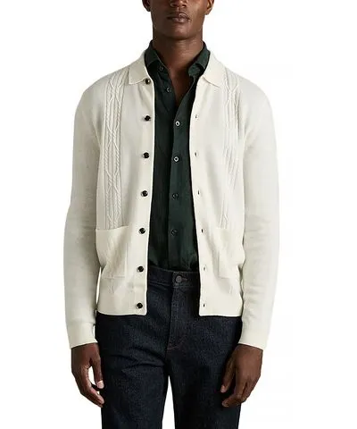 Reiss Lockhurst Wool Cable Knit Regular Fit Cardigan