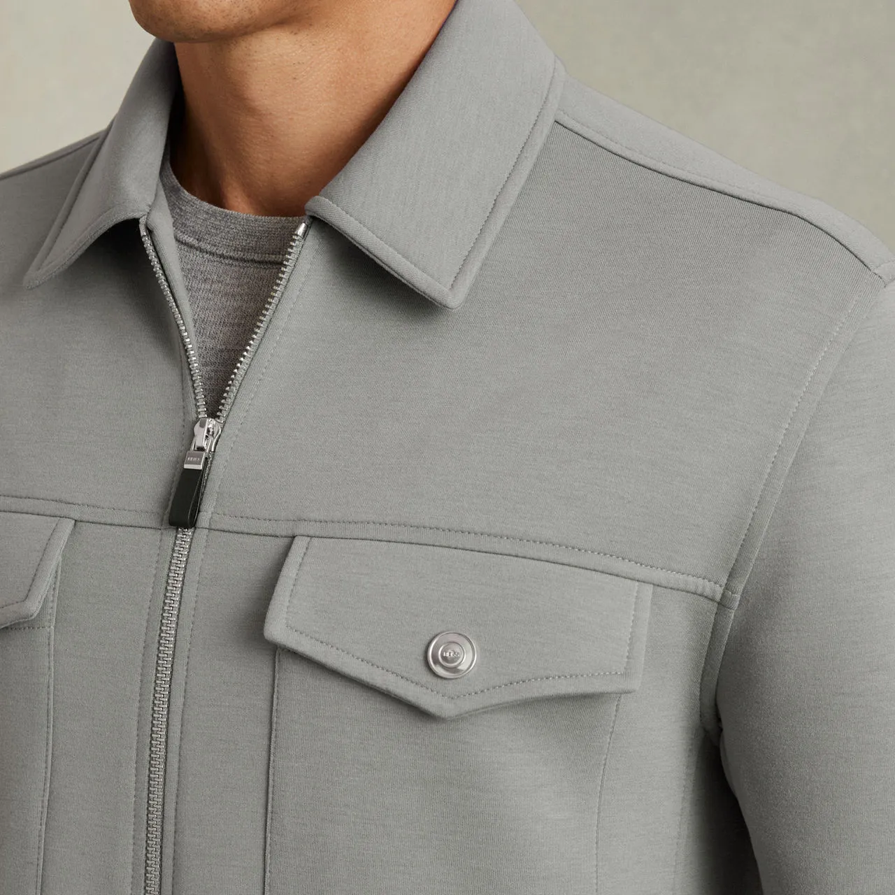 REISS Medina Patch Pocket Overshirt - Grey