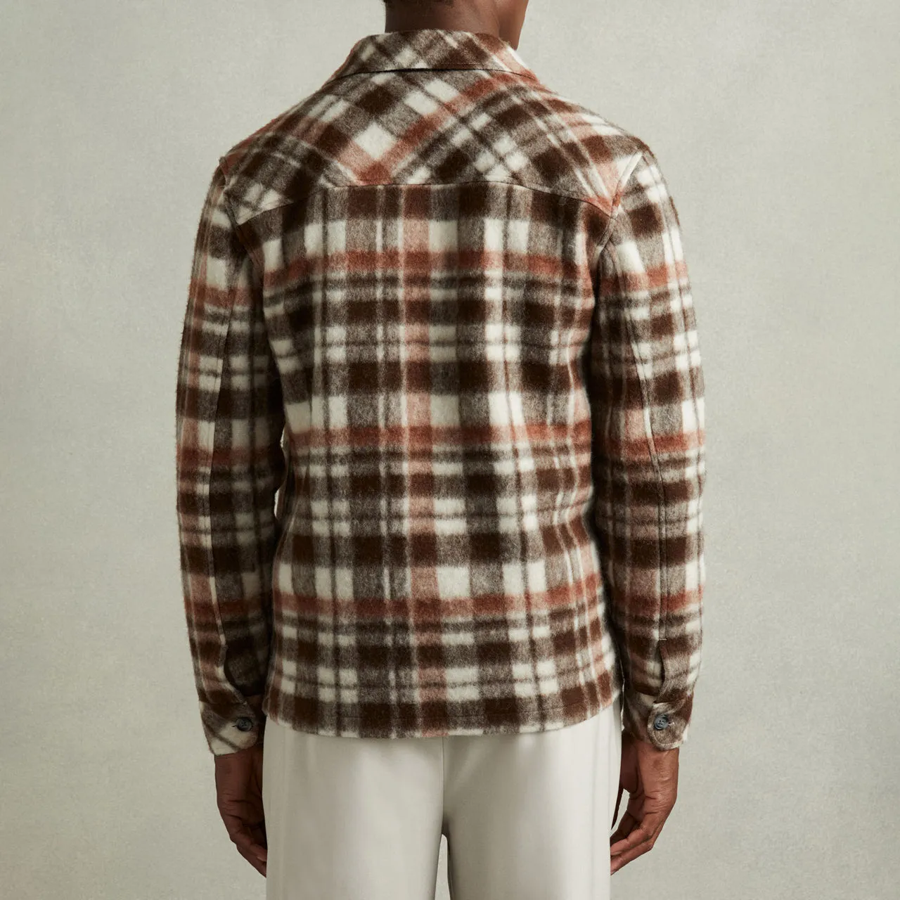 REISS Wade Check Overshirt - Brown