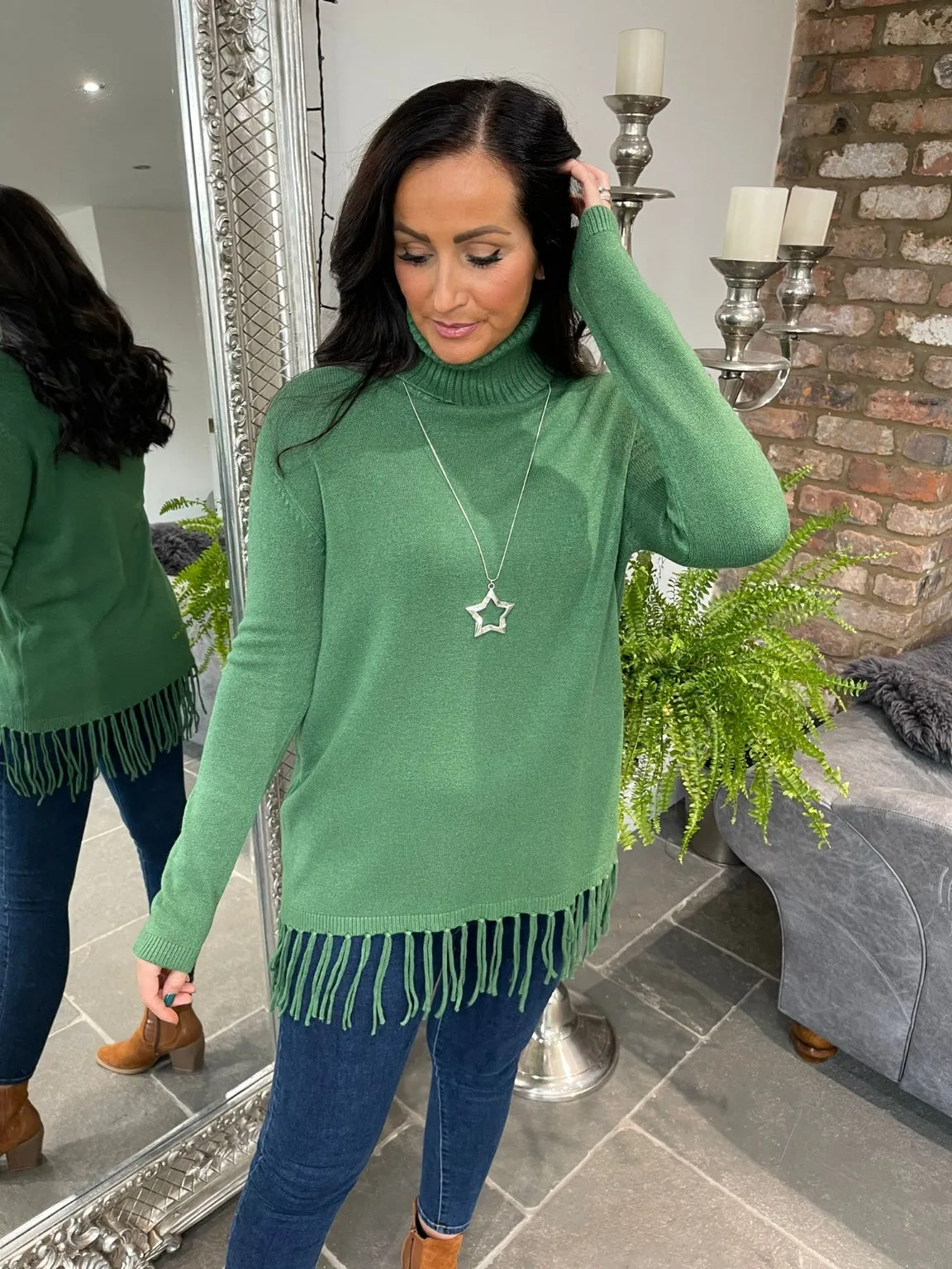 Roll Neck Tassel Hem Jumper Macy