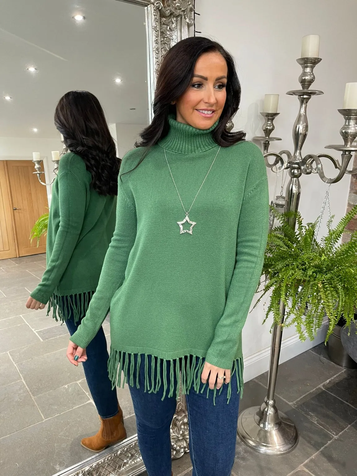 Roll Neck Tassel Hem Jumper Macy