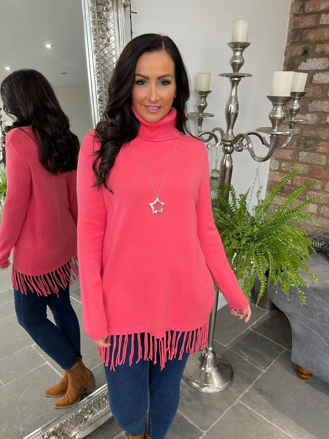 Roll Neck Tassel Hem Jumper Macy