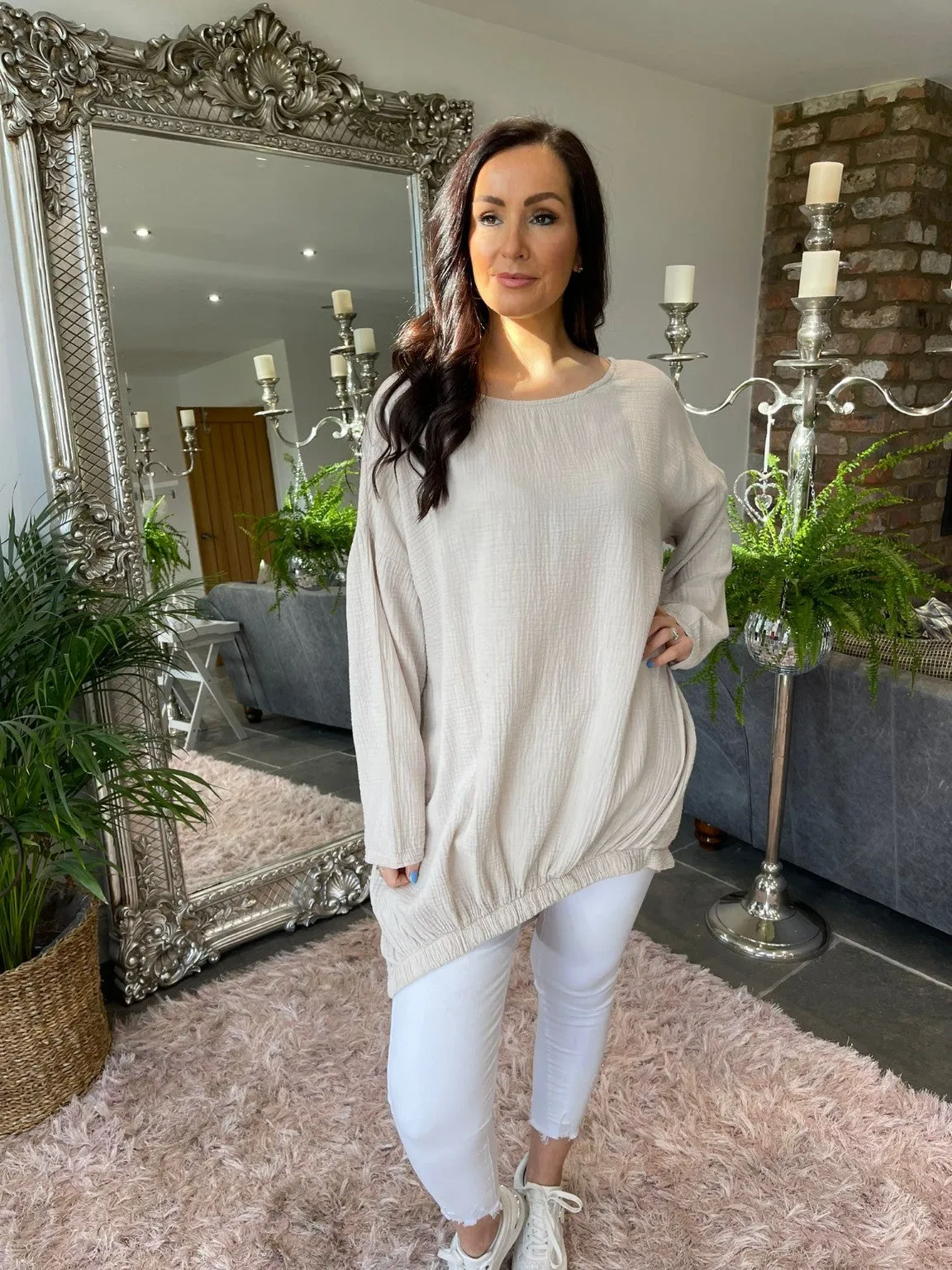 Scoop Neck Crepe Top Isabella