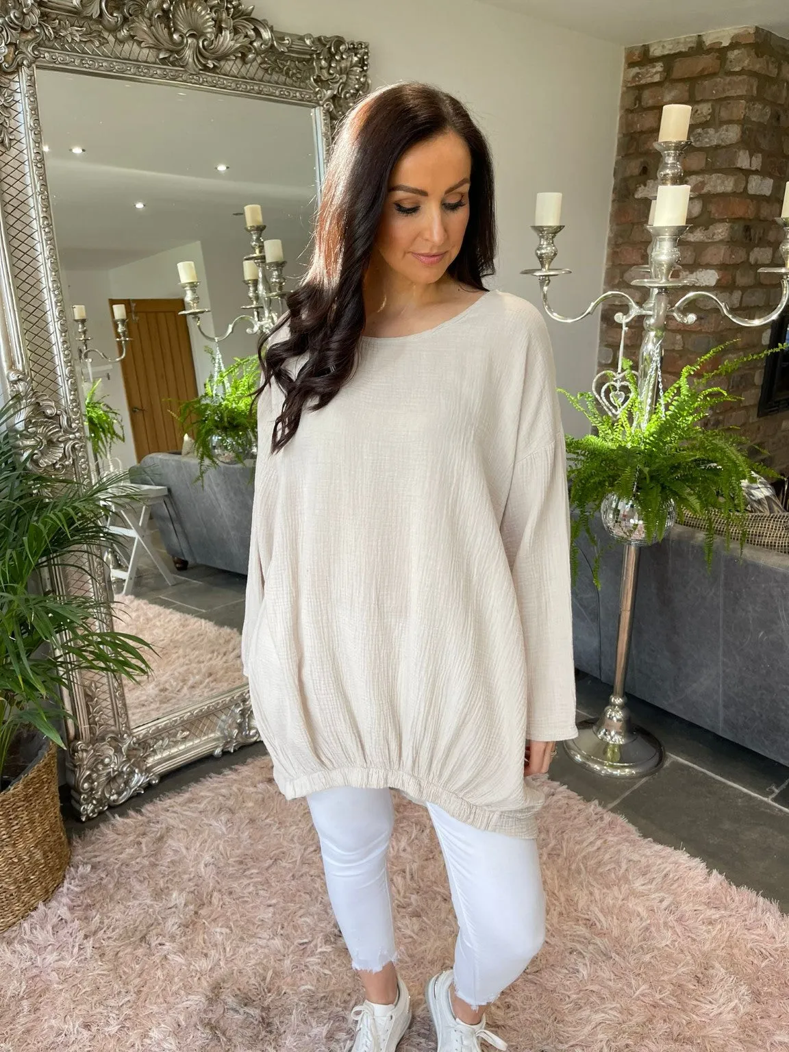 Scoop Neck Crepe Top Isabella