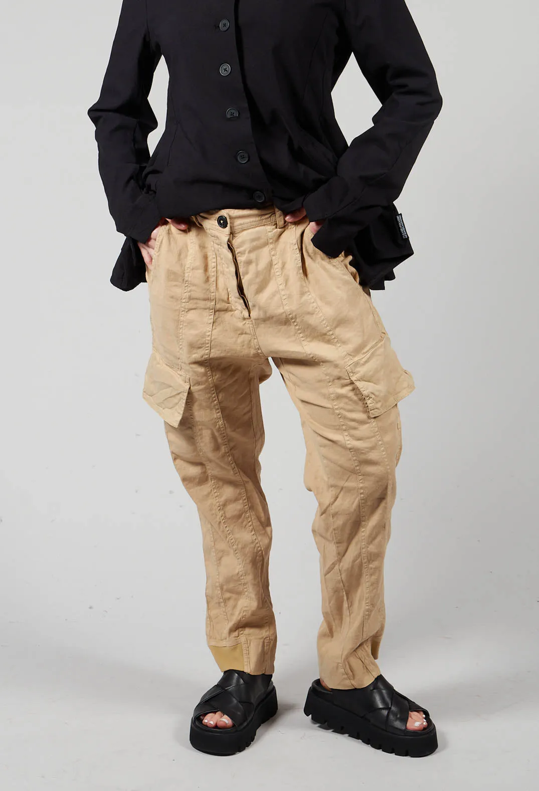 Slim Leg Cargo Trousers in Corn